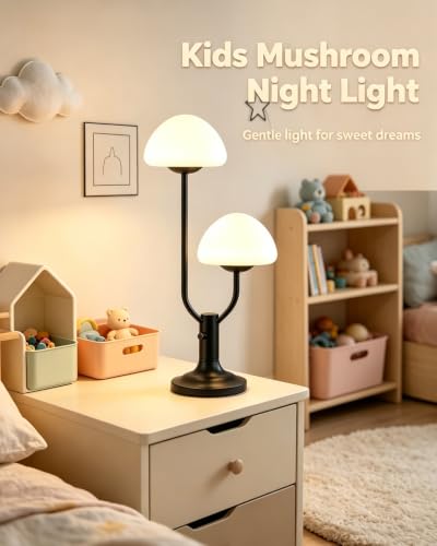 Lightdot Mushroom Table Lamp for Bedroom Dimmable Cute Black Desk Lamp - color: 09-Black-Mushroom-2U
