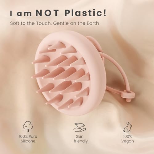 AIMIKE Scalp Massager Shampoo Brush, Soft Silicone Hair Scrubber - color: Morandi - Pink
