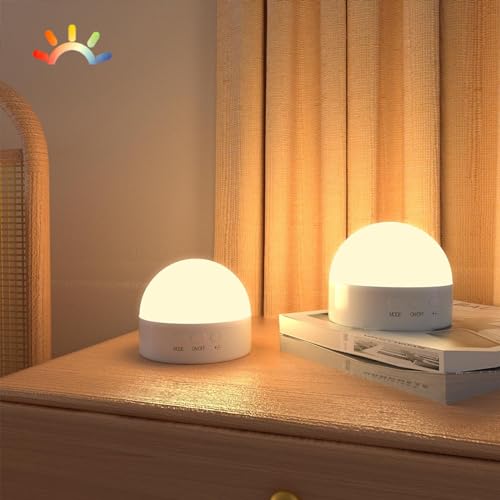 Kintion Portable Night Light, Rechargeable Dimmable 8 Color Lighting (2pcs) - color: White 2pcs
