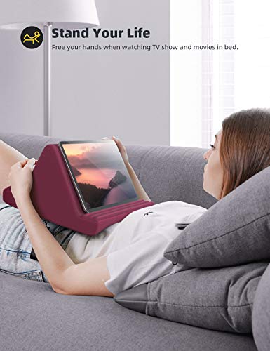 Lamicall Tablet Pillow Stand iPad Bed Soft Holder for Lap 6 Viewing Angles - color: Purplish Red