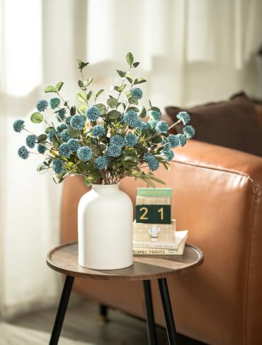 BLOSMON Dusty Blue Flowers, Fake Mums Centerpieces Table Decorations - color: Dusty Blue