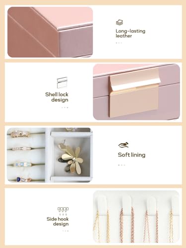 BOOVO Jewelry Boxes for Women, White and Black 6 Layer Large Jewelry Box for Necklace, Bracelet, Earrings, Rings Storage, Jewelry holder Organizer for Girls Gift (Rose gold, 4 layer) - color: Rose gold, size: 4 layer
