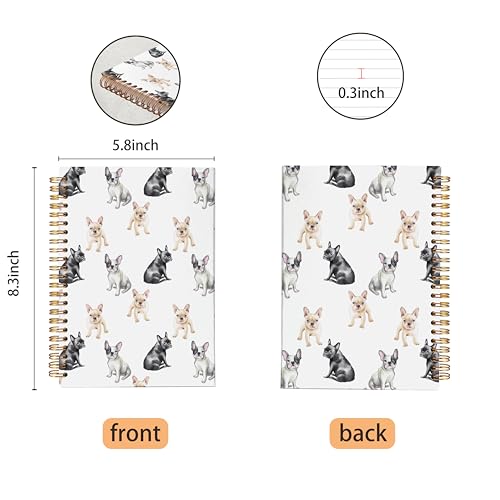 VNWEK French Bulldog Dog Spiral Notebook Journal 5.5x8.3 Inch, French Bulldog Lover Gifts Journal, Frenchie Dog Mom Dad Gifts Lined Hardcover Spiral Notebook - color: Dog notebook-4