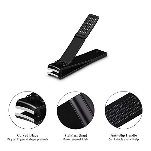 HAWATOUR Nail Clippers Set with Visibly Tin Case, Black - color: Black