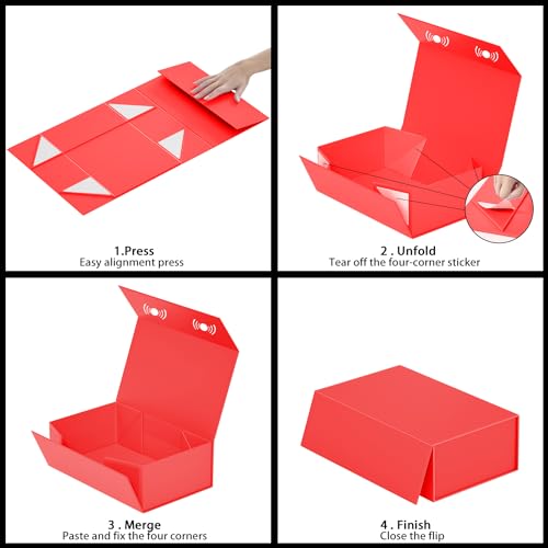 RYDDOY Red Gift Box, 9.5x6x3'' Gift Boxes with Lids for Presents - color: Red, size: 9.5 x 6 x 3 Inch