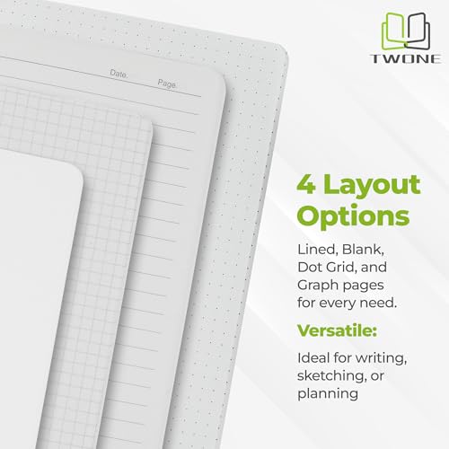 TWONE Travel Journal, 6 Pack Notebook Journal for Travelers Work School Writing Note Taking Kraft Brown Soft Cover A5 Notebooks 5.5” x 8.3”, 60 Blank Pages, 30 Sheets - style: Minimalist