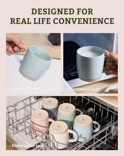 famiware Coffee Mugs Set of 8, Milkyway 13 oz Ceramic Cup Set with Handle - color: Milkyway-Light Blue, size: 8 Count (Pack of 1)