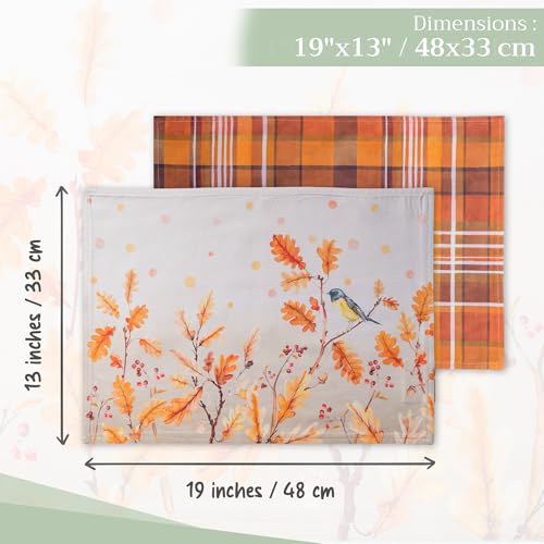Maison d' Hermine Placemats Set of 4 Reusable 100% Cotton (13"x19") - color: 060 - Oak Leaves, size: 13" X 19" (Pack of 4)