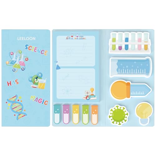 Science Sticky Notes Set, 360 Sheets Cute Cartoon Science Self-Stick Notes Pads Laboratory Themed Memo Pads Chemistry Page Markers for Home Office Supplies - style: Science