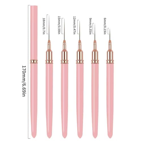 10Pcs Pink & Black Ultra-Fine Nail Liner Brush Set - Professional Nail Art Detail Brush for French Tip, Intricate Patterns, Fine Line Painting & Gel Polish Manicure, Salon & DIY Manicure Tool Kit - color: Liner Brush