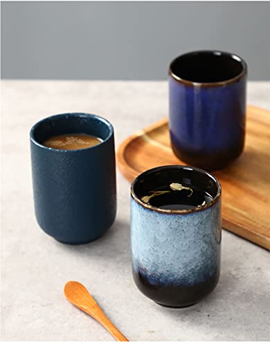 Large Ceramic Tea Set, Chinese Tea Cup, Coffee Cup, Ceramic Mate Tea Cup Set 4 Piece (grey) - color: Gray