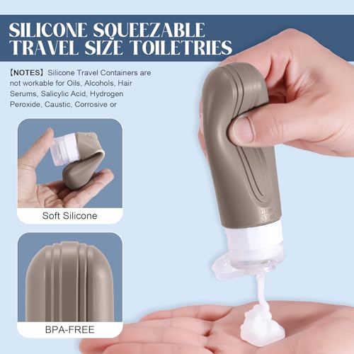 Travel Bottles for Toiletries, 3oz TSA Approved Travel Size Toiletries, Silicone Leak-Proof Refillable Containers, Squeezable Liquid Essentials Bottles W/Clear Bag (CREAM) - color: CREAM