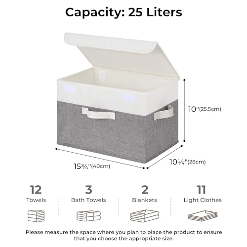 GRANNY SAYS Memory Keepsake Storage Box, Fabric Storage Bins with Lids - color: Gray & White, size: Large