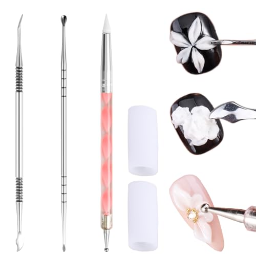 Fcozpjk Nail Art Sculpture Pen, 3PCS Double-head 3D Gel Art Sculpting Pens