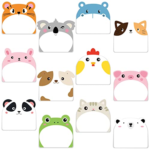 Yinder 24 Pads Animal Sticky Notes, Cute Cartoon Memo Self Adhesive - color: Multicolor, size: Classic Animals