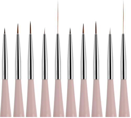 Beaute Galleria 5 Pieces Nail Art Brush Set with Liners (4mm, 7mm, 9mm) Striping Brushes (5mm, 25mm), for Thin Fine Line Drawing, Detail Painting, Striping, Blending, One Stroke (Pack of 2) - size: 5 Piece Set (Pack of 2)