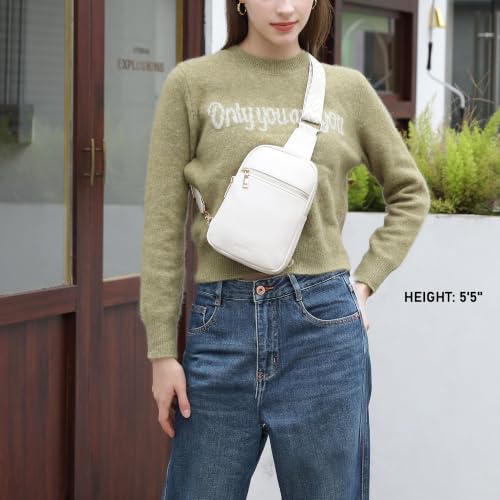 DIOMO Anti Theft Small Sling Bag for Women Cross Body Bag Trendy, RFID Fanny Packs Vegan Leather for Women Travel Belt Purse - color: Beige-Gold Zipper