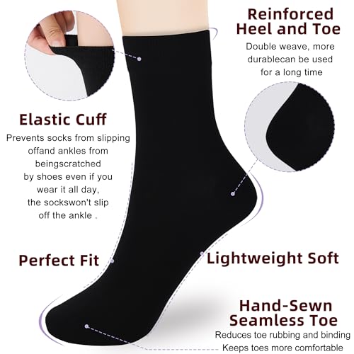 Corlap Women's Thin Above Ankle Socks-6Pairs Cotton Bootie Dress Crew Socks - color: 6 Pairs 3black+3grey, size: 6-9