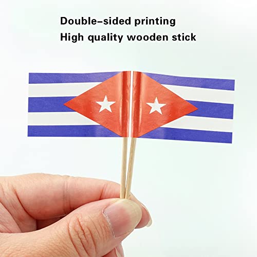 mflagperft Cuba Toothpick Flags 100 Pack, Mini Cuban Flag Cocktail Picks - color: Cuba