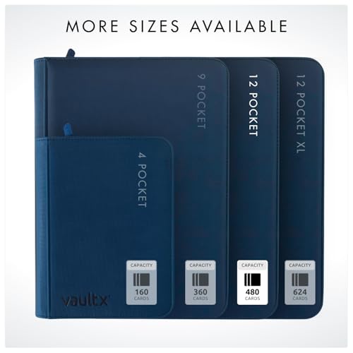 Vault X 12 Pocket Zip Trading Card Binder 480 Cards Exo-Tec (Blue) - color: Blue, size: 12 Pocket