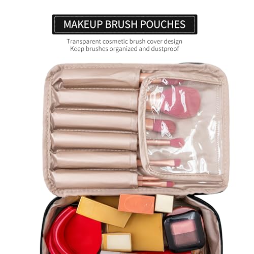 Queboom Travel Makeup Bag Cosmetic Bag Toiletry Bag for Women & Men, Black - color: Black-1pcs