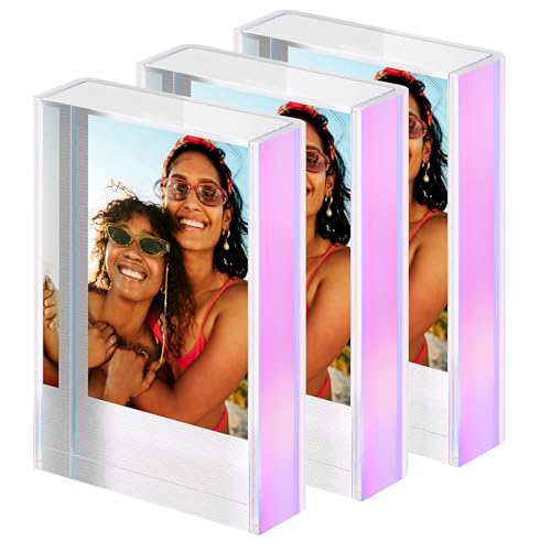 WINKINE 2x3 Mini Picture Frames for Polaroid & Fujifilm Instax Mini Film - color: Iridescent, size: 3 pack
