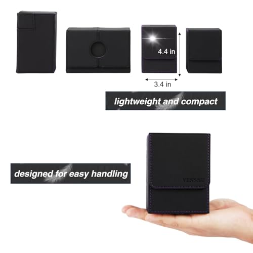 Venssu MTG Deck Box with Commander Display, Fits TCG Cards (Black＆Purple) - color: Black＆Purple