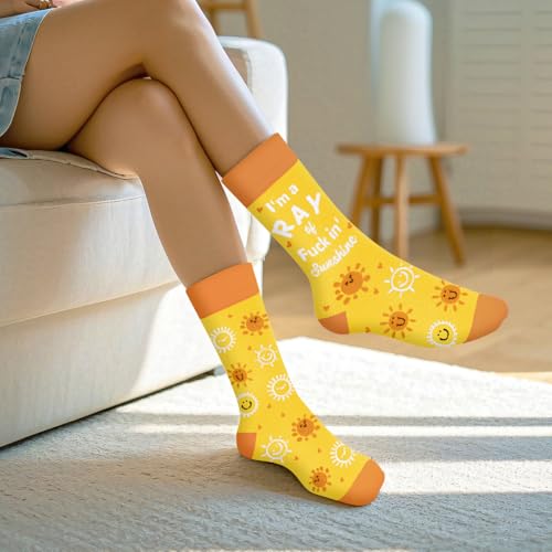 Funny Socks for Women and Teenage Girls, Cute Crazy Unique Novelty Gifts - color: C-ray-yellow-1
