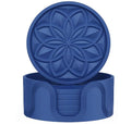 HFHOME Silicone Coasters Set With Holder - 6 Pack for Drinks, Coffee Table, Cup Mat, Desk, Bar - Tabletop Protection Gift - Navy Blue - color: Navy Blue