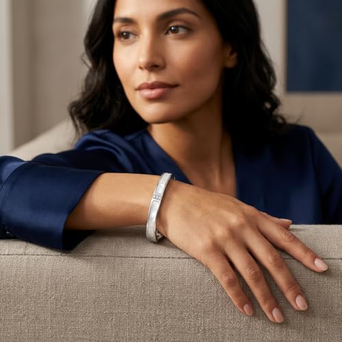 Hinged Bangle Bracelet for Women, Jewelry Gift for Anniversary Birthday - color: Silver