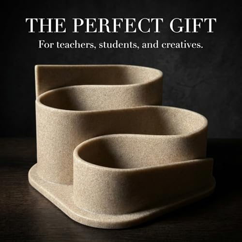 OAKOA Aesthetic Desk Organizer - Modern Desk Accessories - Boho Pen Holder - color: Beige