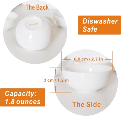 TeaCup 1.8 oz White Porcelain Gongfu Tea cups Ceramics Cups Small Cups Tiny Bowls Set of 8