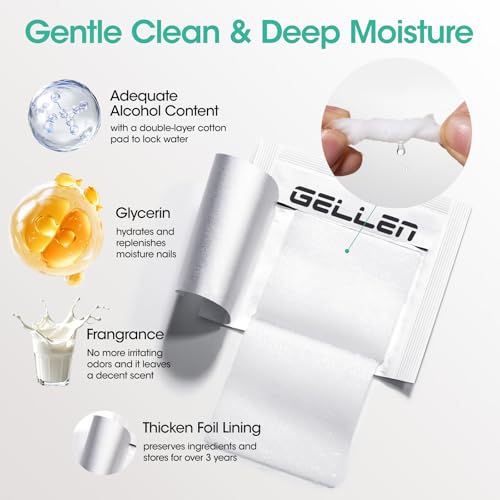 GELLEN Nail Cleanser Pads, 400 Pack Alcohol Prep Pads Individually Wrapped - size: 400PCS