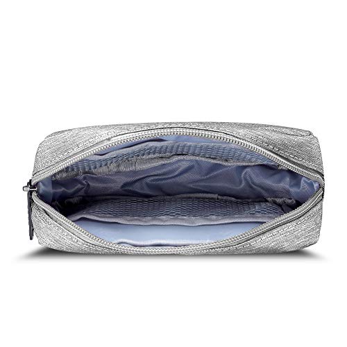 E-Tree Small Makeup Bag, Cosmetic Toiletry Skin Care Make up Little Items Pouch for Purse, Zipper Mini Tech Charger Cable Electronic Organizer Case, Travel Accessories for Women Men Teen, Grey - color: Grey, style: Travel Makeup Bag