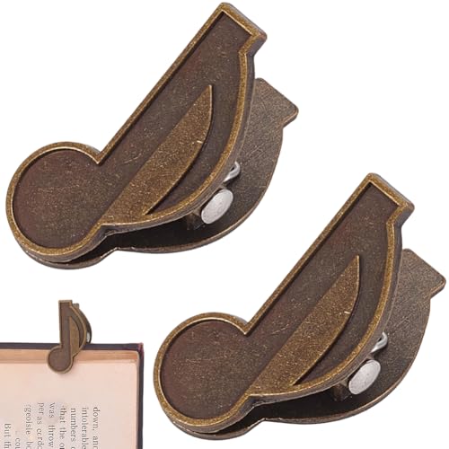 CRASPIRE 2Pcs Musical Note Theme Journal Clip Metal Book Vintage Antique Bronze Paper Binder Clips Decorative Page Holder Travelers Notebook Sketchbook Organizer School Office Accessories - style: Musical Note
