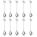 AnSaw Elegant Silver Leaf Coffee Spoons - 10-Piece, 4.7" Mini Spoon - color: Silver