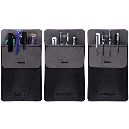 Wisdompro Pocket Protector, 3 Pack PU Leather Heavy Duty Pen Holder Pouch - color: Black