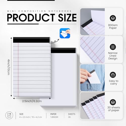 Resurhang 50 Pcs Small Legal Pads 4" x 2.5" Mini Lined Notepads Bulk - style: Lined