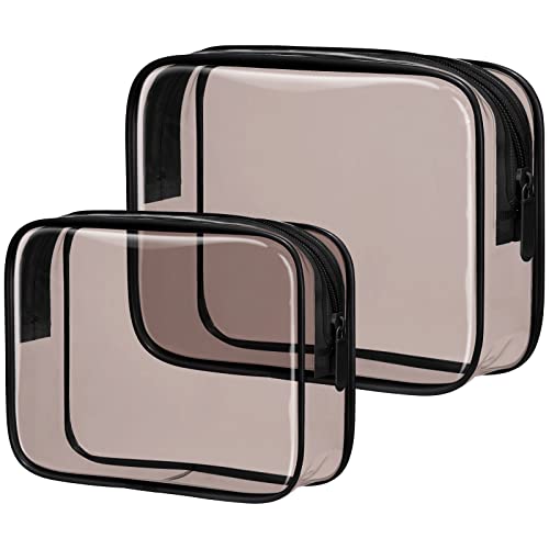 PACKISM Clear Makeup Bag Travel - TSA Approved Toiletry Bag, 2 Black Brown - color: 2 Black Brown, size: Mixed Size Series (1 Medium + 1 Large)