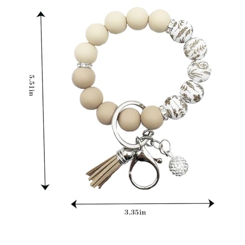 Unpafcxddyig Silicone Bead Keychain Bracelet Wristlet Key Ring - color: Rainbow Skin