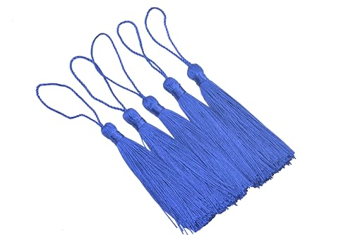 KONMAY 20pcs 3.5'' Small Silky Soft Craft Mini Bookmark Tassels with Loops for Jewelry Making, Gift Wrapping, Zipper Pull, Home Decor(Royal Blue) - color: Royal Blue