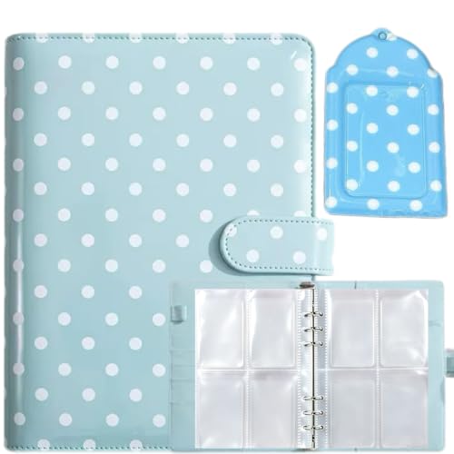  A5 Photocard Binder with 25 Pack 4-Pocket Double Sided Sleeves 6 Ring Photocard Book with 1pcs photocard holder PU Leather Cover Collector for 2x3’’ Album Cards Trading Card (Blue) - color: Blue