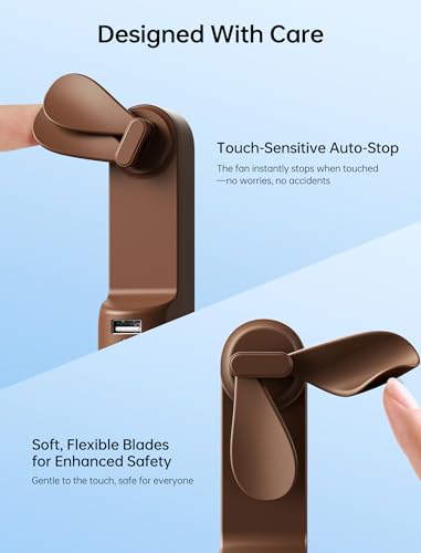 JISULIFE 3 IN 1 Portable Fan with Power Bank & Flashlight Featured - color: Brown