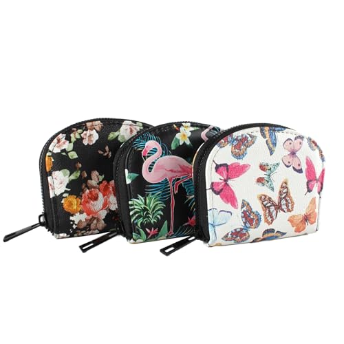 Small Zip Wallet Credit Card Wallet Coin change case Holder for women PU Leather(Butterfly) - color: Butterfly