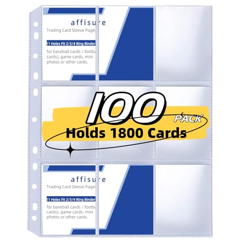 9 Pocket Card Sleeves, Holds 1800 Cards, Trading Card Binder Sleeves - size: 100 Pack