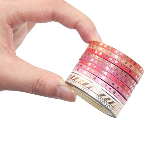 YUBBAEX 24 Rolls Skinny Washi Tape Set Gold Foil Print Decorative Tapes for Arts, DIY Crafts, Journals, Planners, Scrapbooking, Wrapping (Slim 3mm) - style: Slim 3mm