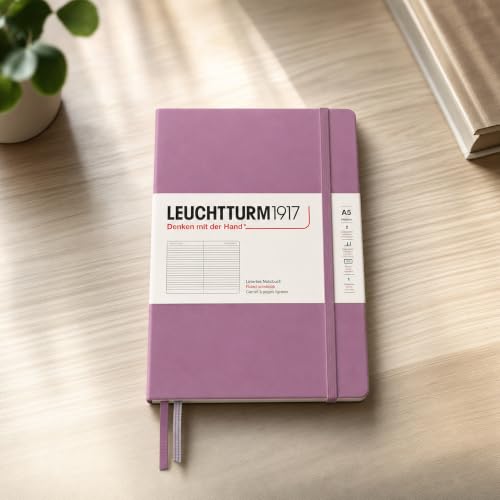 LEUCHTTURM1917 - Notebook Hardcover Medium A5-251 Numbered Pages for Writing and Journaling - Thinking Ahead (Ruled Paper, Dusty Rose) - color: Dusty Rose, style: Ruled
