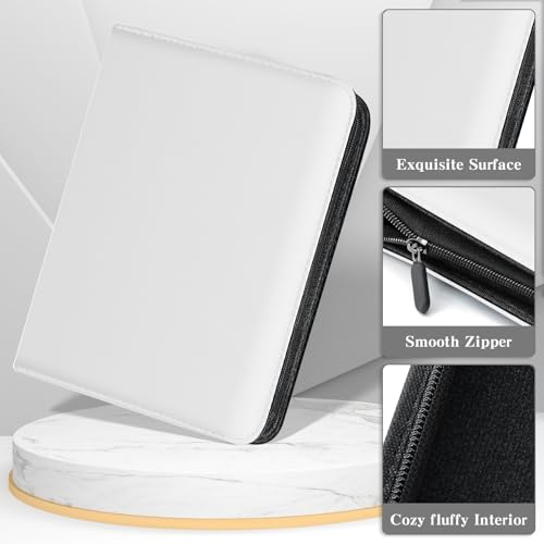 Jumbo Card Binder – WITHYU Oversize Ringless Collector Card Binder with 60 Pockets, 5.4'' x 7.4'' Storage Album for Game Cards (White) - color: White, size: 5.4x7.4