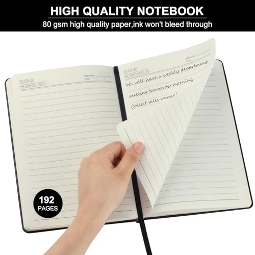 ZCZN 6 Pack Lined Journal Notebooks for Work, A5 Hardcover Journals, Black - color: Black