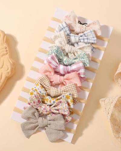 doboi 10PCS Baby Headbands Nylon Hair Bows for Girls Infant Newborn - color: beige